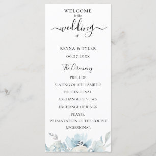 Programme Mariage floral Pastel Dusty Blue