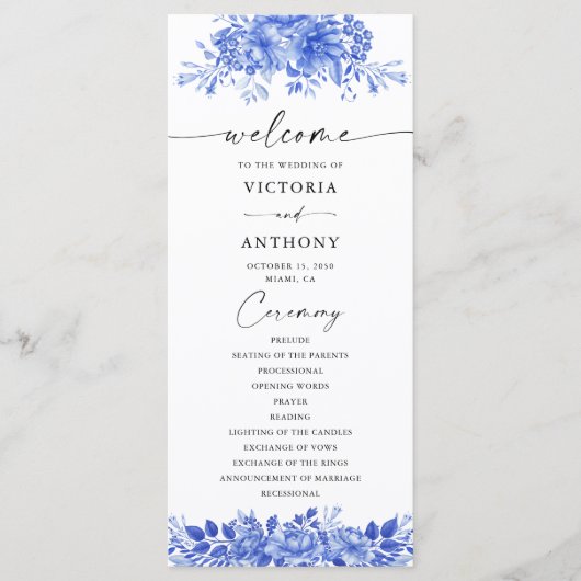 Programme Mariage Floral Porcelain Floral (Devant)