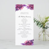 Programme Mariage floral pourpre aquarelle. Fleurs de lilas (Debout devant)