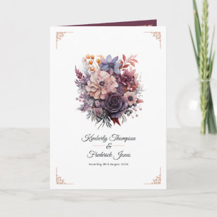 Programme Mariage Floral Prune, Gris, Cuivre et Rose Poussié