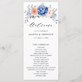 Programme Mariage floral rose bleu marine (Devant)