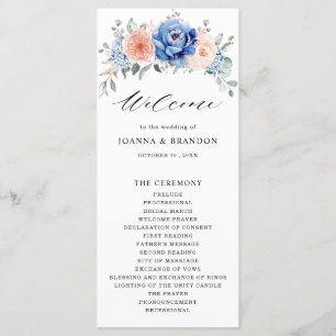 Programme Mariage floral rose bleu marine