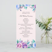 Programme Mariage floral rose et bleu. Fleurs aquarelles (Debout devant)