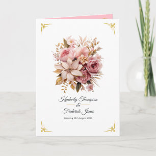 Programme Mariage floral rose et or