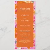 Programme Mariage floral rose et orange d'été (Devant)