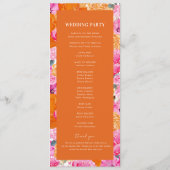 Programme Mariage floral rose et orange d'été (Dos)