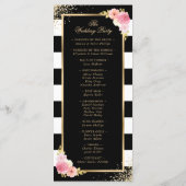Programme Mariage floral rose noir Confetti en or noir (Dos)