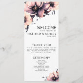 Programme Mariage Floral Rose Pâle Bohème Rustique Élégant (Devant)