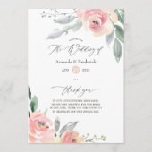 Programme Mariage floral rose pastel Blush (Devant)