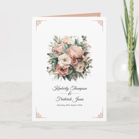 Programme Mariage floral Rose Poussiéreuse, Vert Menthe et B (Devant)