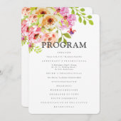 Programme Mariage floral rustique aquarelle (Devant / Derrière)