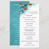 Programme Mariage Floral Rustique Turquoise et Corail (Devant / Derrière)