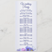 Programme Mariage Floral Rustique Violet Rose Lilas Pensée (Dos)