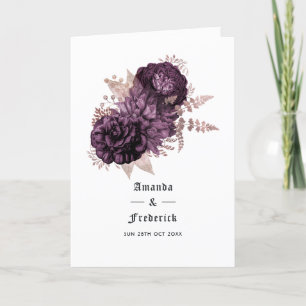 Programme Mariage floral violet foncé et or rose