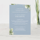 Programme Mariage Floralité Bleu Poussiéreux (Dos)