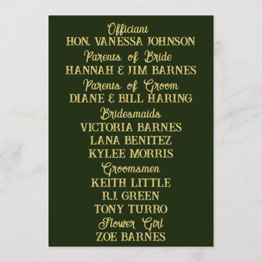 Programme Mariage forestier des fées d'or (Dos)