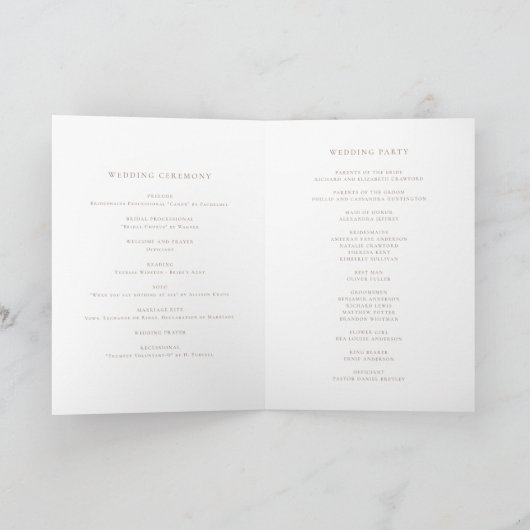 Programme Mariage formel de script simple (Intérieur)