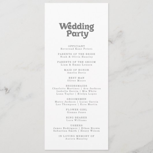 Programme Mariage Formel Simple Longueur Thé (Dos)