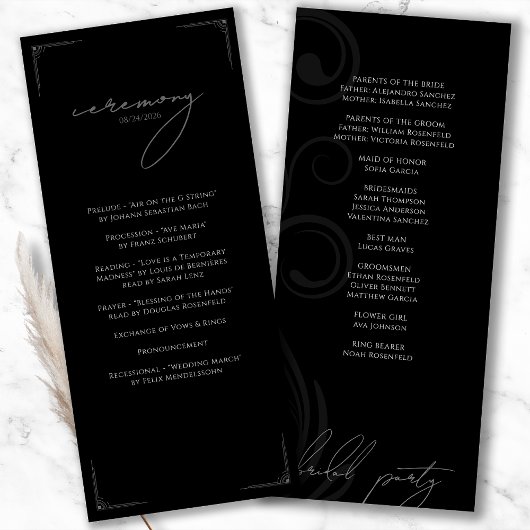 Programme Mariage Formel Vintage Noir et Blanc