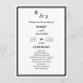 Programme Mariage frontalier moderne noir et blanc (Devant)