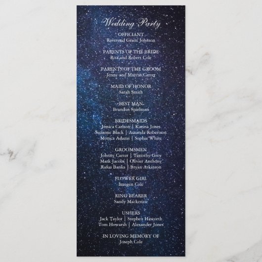 Programme Mariage Galaxy Celestiy Night Sky Stars (Dos)