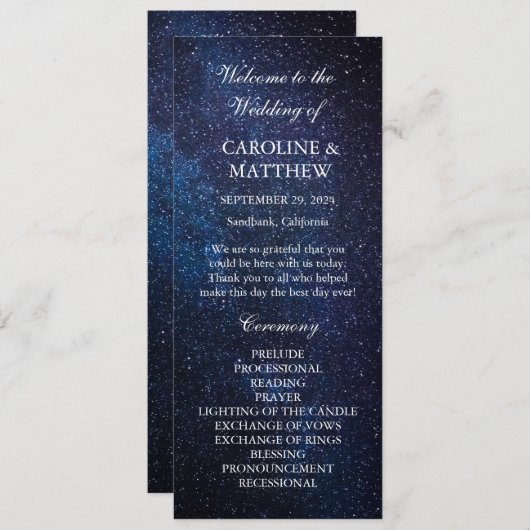 Programme Mariage Galaxy Celestiy Night Sky Stars (Devant / Derrière)