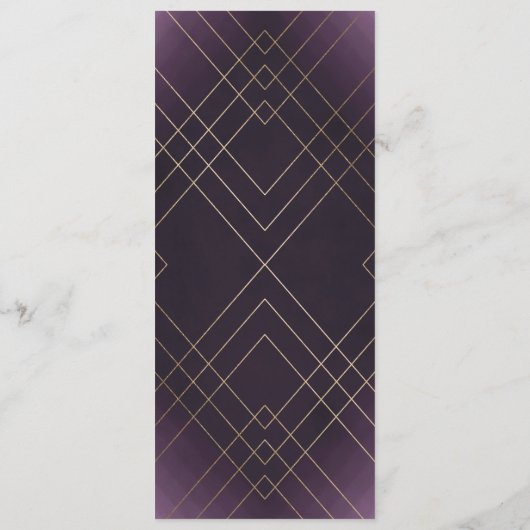 Programme Mariage Gatsby d'or violet géométrique (Dos)