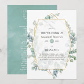 Programme Mariage géométrique à l'aquarelle Eucalyptus (Devant / Derrière)