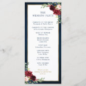 Programme Mariage géométrique bleu bleu marine Bourgogne or (Dos)