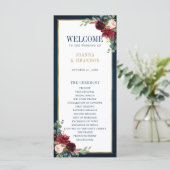 Programme Mariage géométrique bleu bleu marine Bourgogne or (Debout devant)