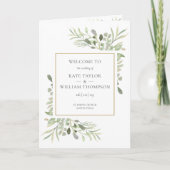 Programme Mariage géométrique doré à feuillage verdoyant (Devant)