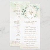 Programme Mariage géométrique doré à la verdure d'eucalyptus (Devant / Derrière)
