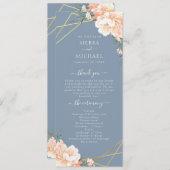 Programme Mariage géométrique Dusty Blue Peach Cream Gold (Devant / Derrière)