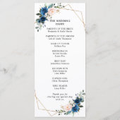 Programme Mariage géométrique floral bleu bleu marine (Dos)