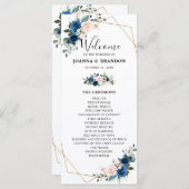 Programme Mariage géométrique floral bleu bleu marine (Devant / Derrière)