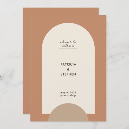 Programme Mariage géométrique moderne en terre cuite Sand Bo (Devant / Derrière)