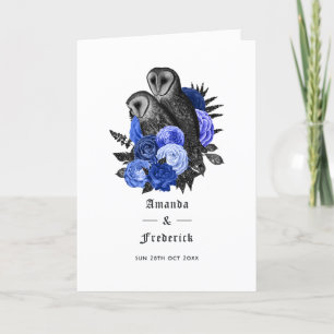 Programme Mariage gothique aux hiboux floraux bleu royal
