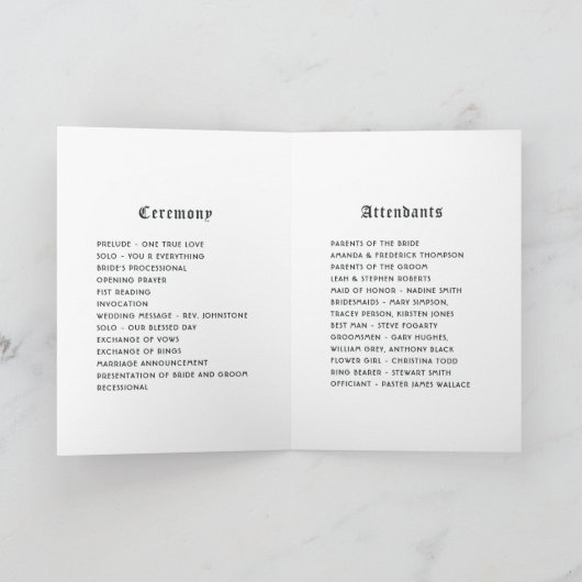 Programme Mariage gothique floral rose chaud (Intérieur)