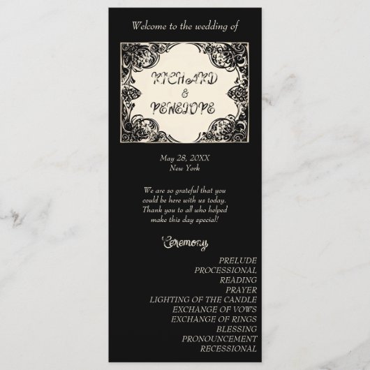 Programme Mariage gothique personnalisable (Devant)
