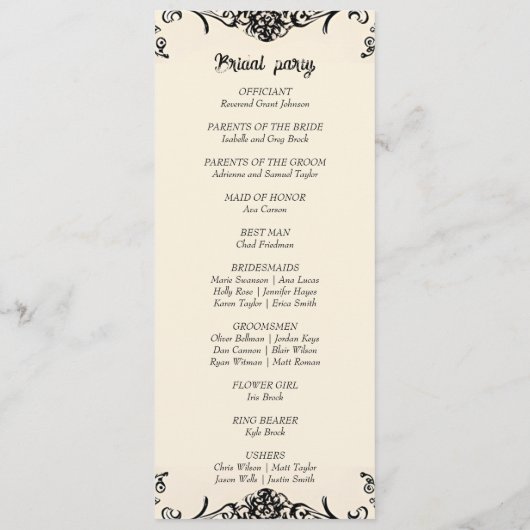 Programme Mariage gothique personnalisable (Dos)