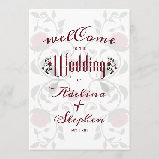 Programme Mariage gothique Red Roses Moody Ordre de service (Devant)