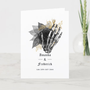 Programme Mariage gothique squelette floral noir et or