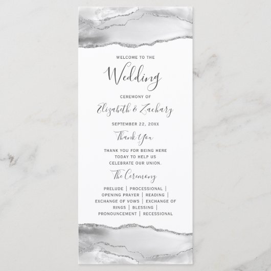 Programme Mariage Grès Blanc Argent Agate (Devant)