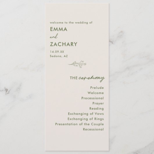 Programme Mariage gris moderne minimal (Devant)
