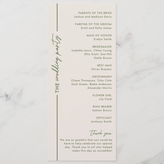 Programme Mariage gris moderne minimal (Dos)
