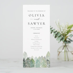 Programme Mariage hivernal en forêt de conifères enneigée à