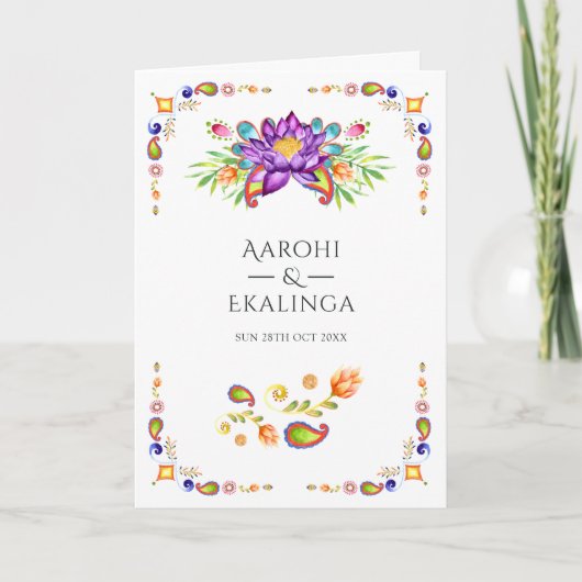 Programme Mariage indien floral Paisley (Devant)