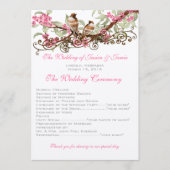 Programme Mariage Inséparables vintages Fleurs roses (Devant)