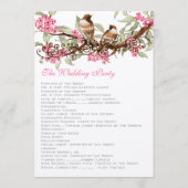 Programme Mariage Inséparables vintages Fleurs roses (Dos)