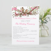 Programme Mariage Inséparables vintages Fleurs roses (Debout devant)